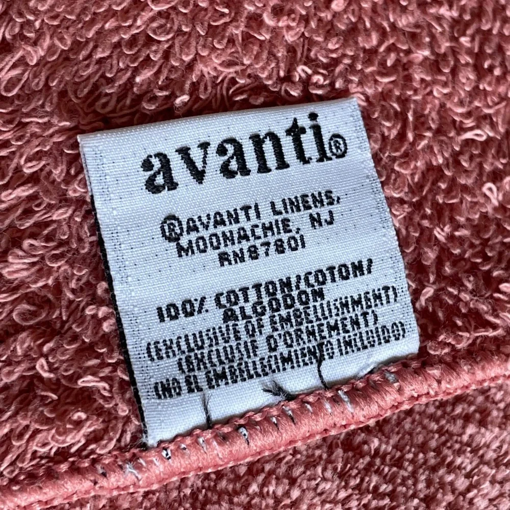 Avanti Linens 4pc Towel Set Dusty Rose Pink Floral Embroidered Cotton USA Made